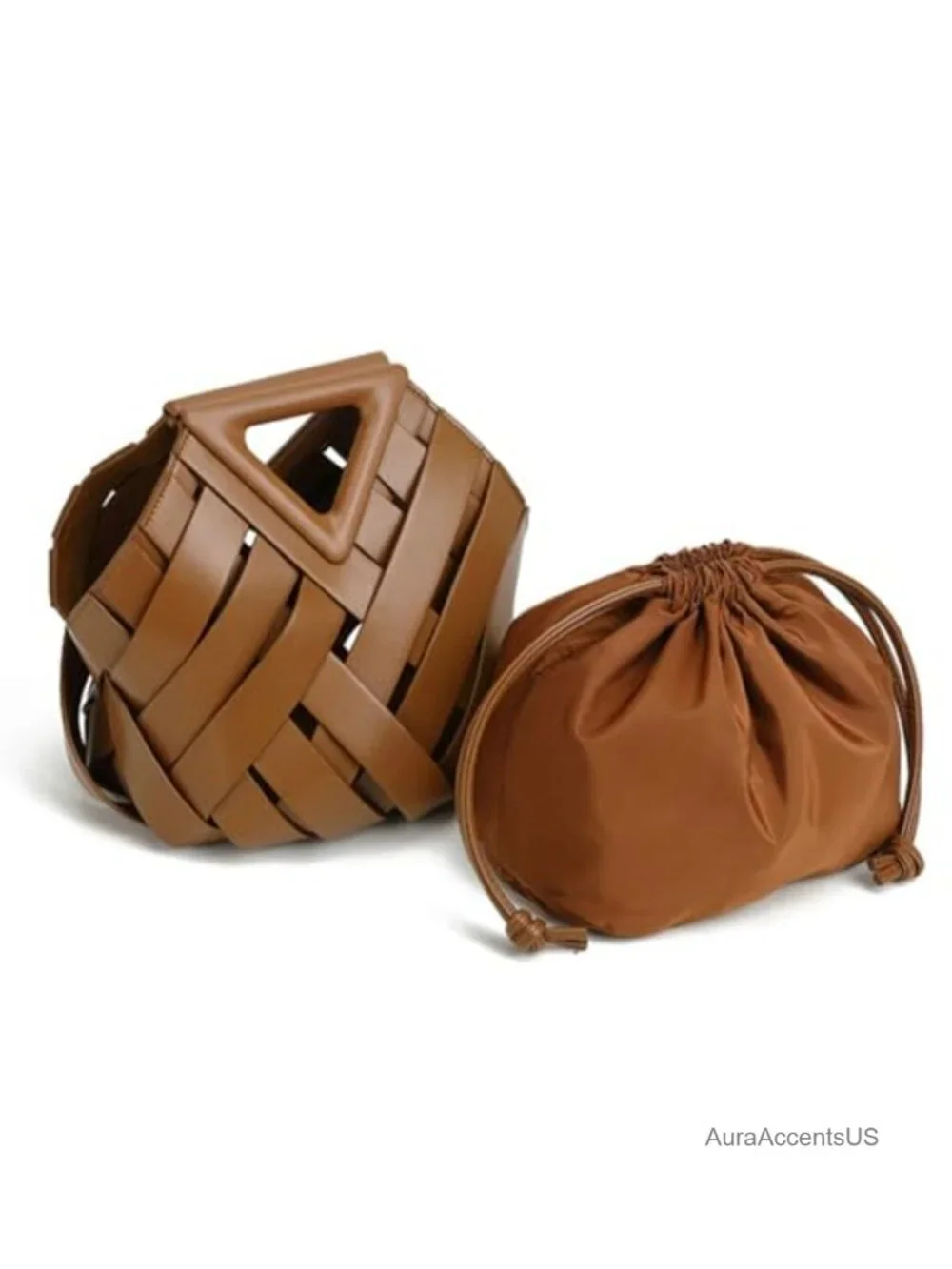 Vegan Leather Woven Clutch Crossbody Shoulder Bag with Top Handle